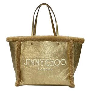 JIMMY CHOO Avenue - Gold Metallic nappa leather Mouton Tote Bag